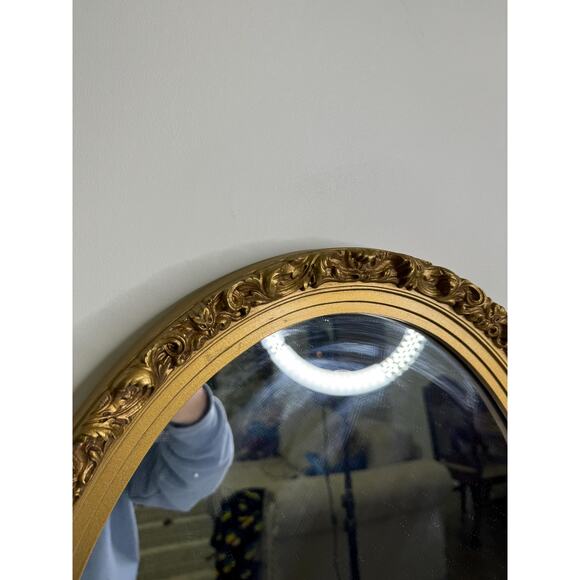 Vintage Gold Gilt Oval Mirror Vintage Hard Plastic Gold Frame Large Framed Oval - Picture 7 of 7